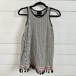 Anthropologie W5 Striped Tassel Boho Tank